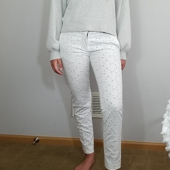 Monocrom Eyelet White Straight Leg Dress Pants - Picture 13 of 13